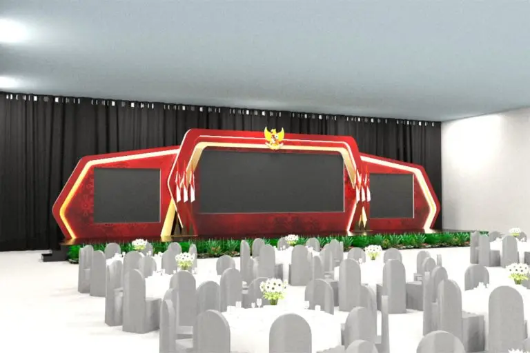 Desain 3D panggung event profesional oleh RAMEIN Production
